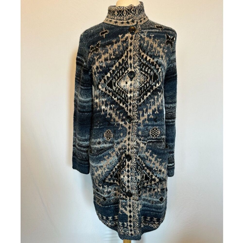 Gorgeous J.Jill Oversized Blue Tapestry Shrug Sweater Size Small